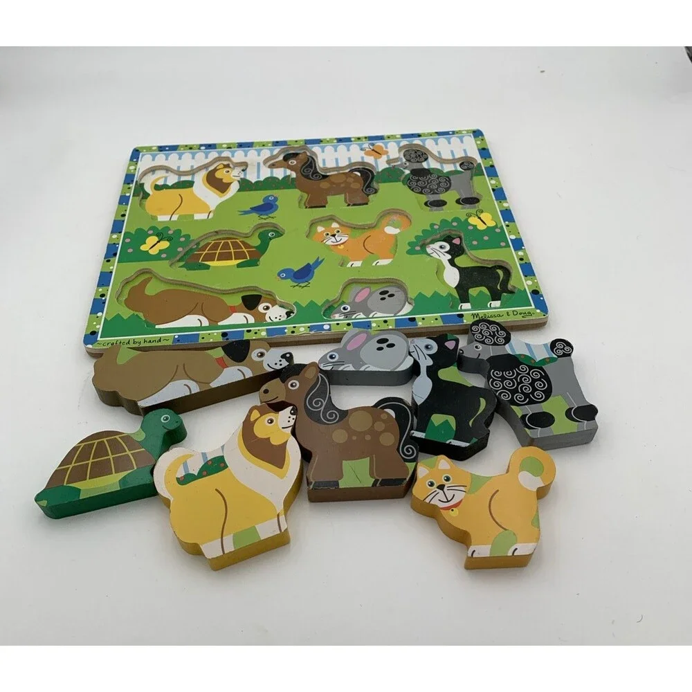 Melissa & Doug Chunky Pets Puzzle 8 Wooden Stand Up Pieces